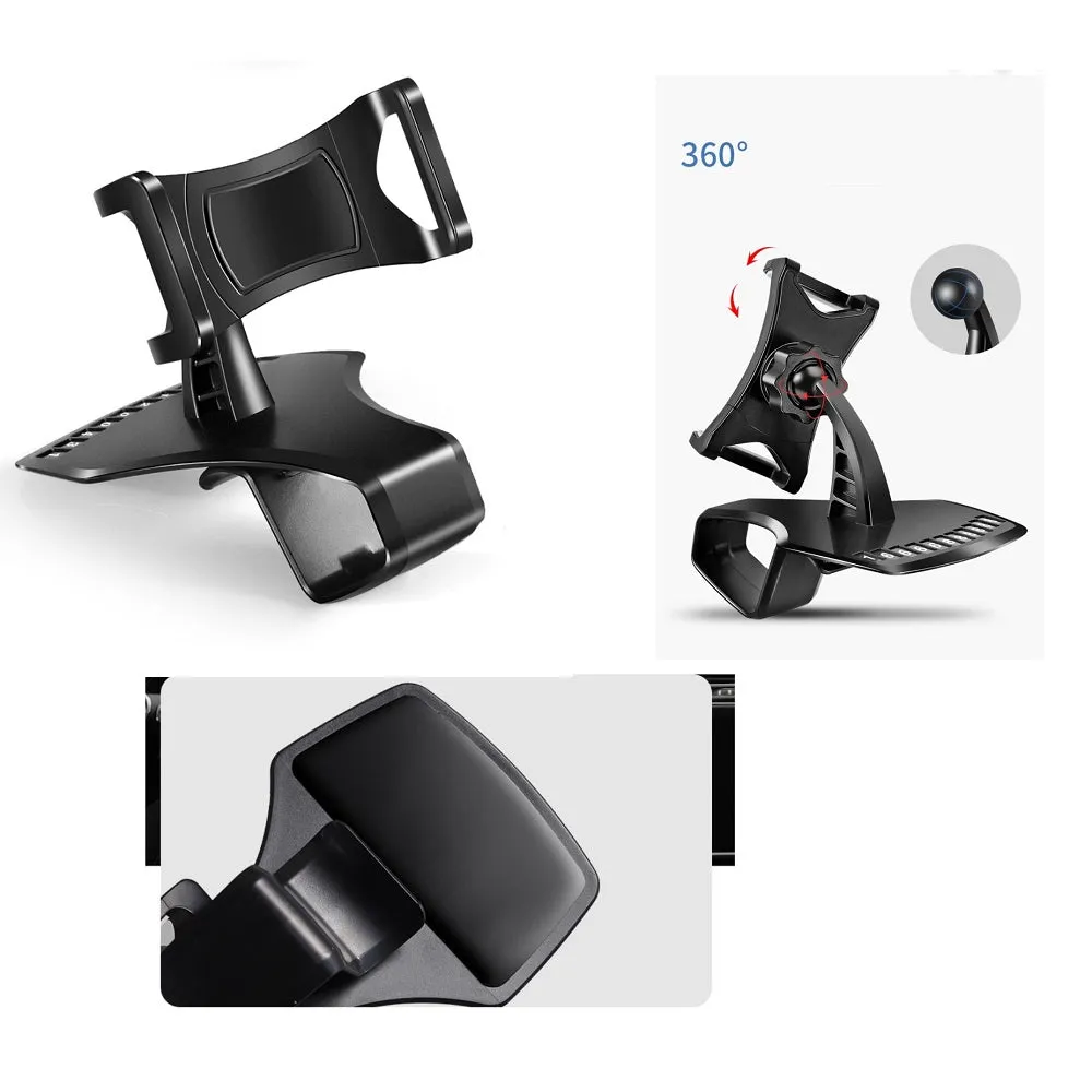 3 in 1 Car GPS Smartphone Holder: Dashboard / Visor Clamp   AC Grid Clip for Huawei Y6 II Compact - Black