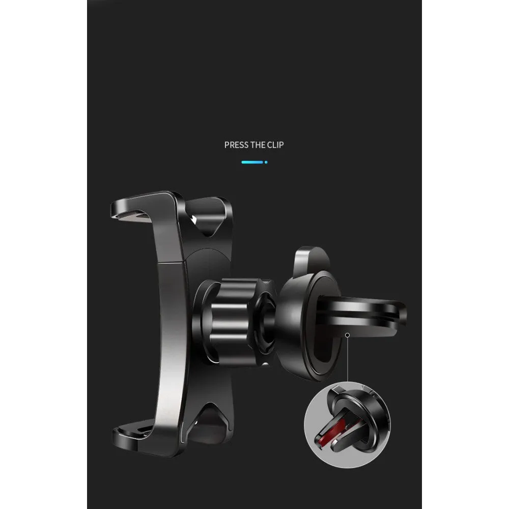 3 in 1 Car GPS Smartphone Holder: Dashboard / Visor Clamp   AC Grid Clip for Huawei Y6II Compact (Huawei Lyon) - Black