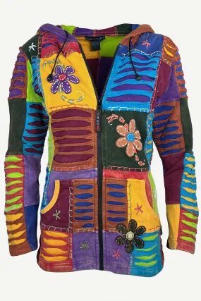 339 RJ Bohemian Knit Cotton Razor Cut Pixie Hoodie Funky Sweatshirts Rib Jacket