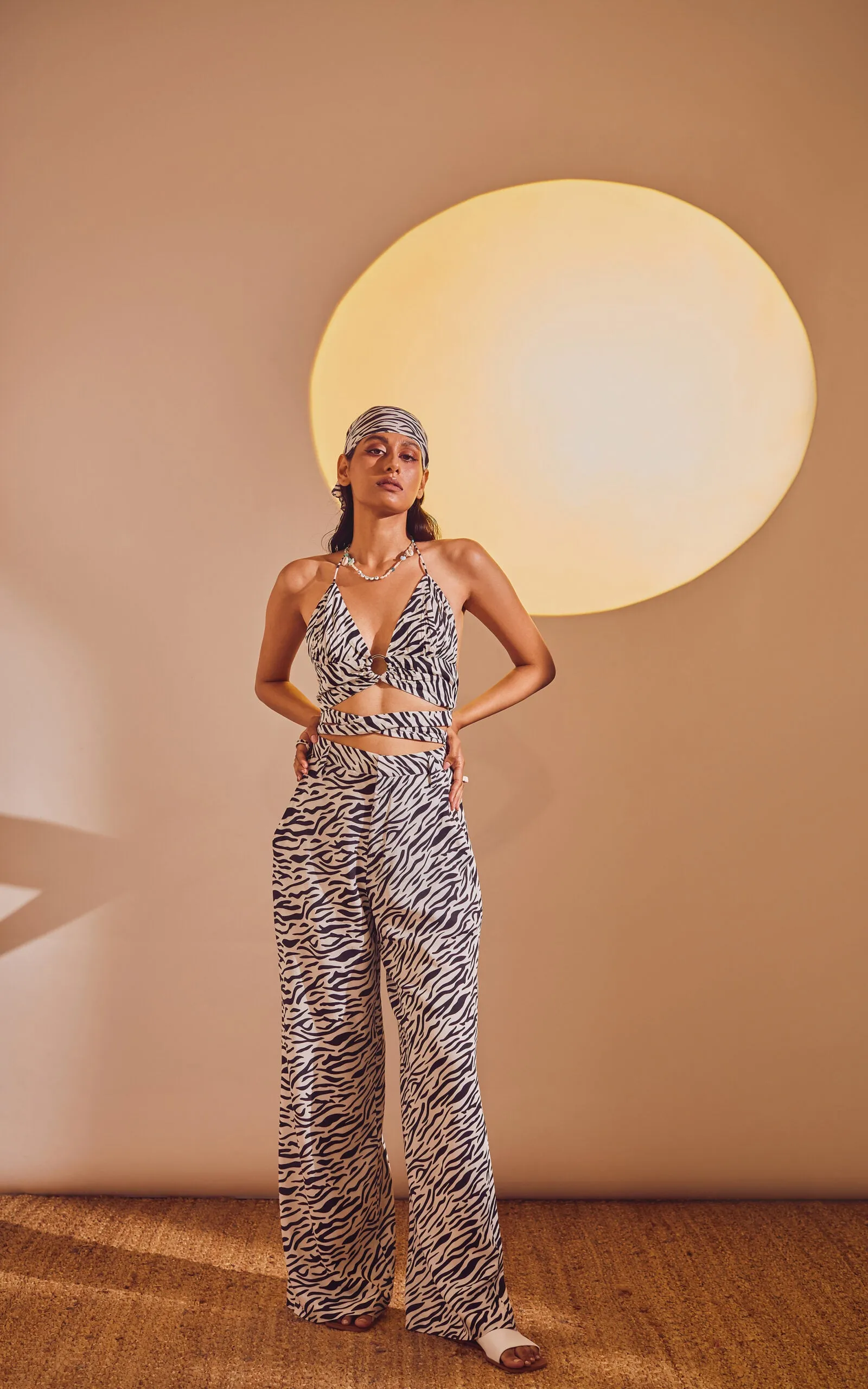 Abstract Print Trouser Black