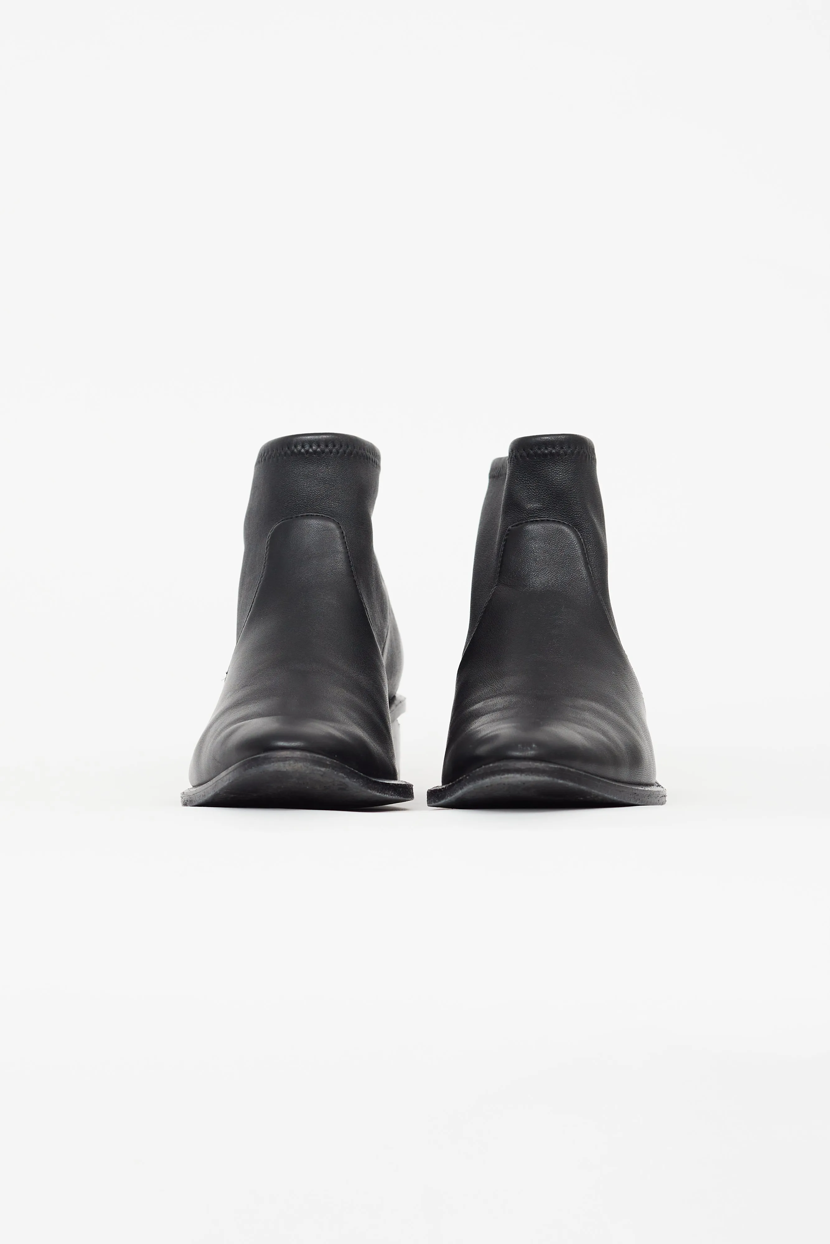 Black Leather Cut Out Heeled Boot