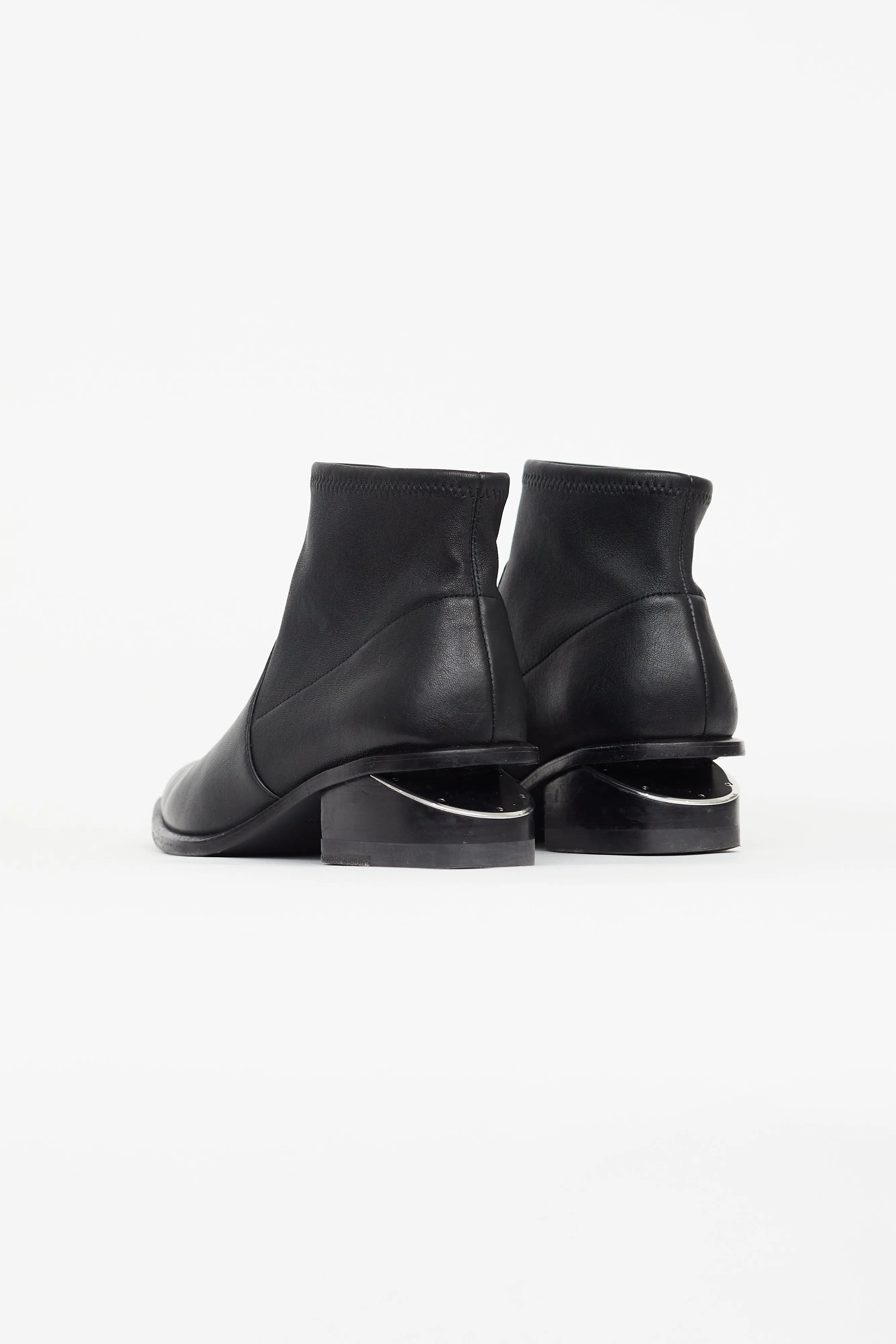 Black Leather Cut Out Heeled Boot