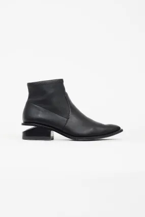 Black Leather Cut Out Heeled Boot