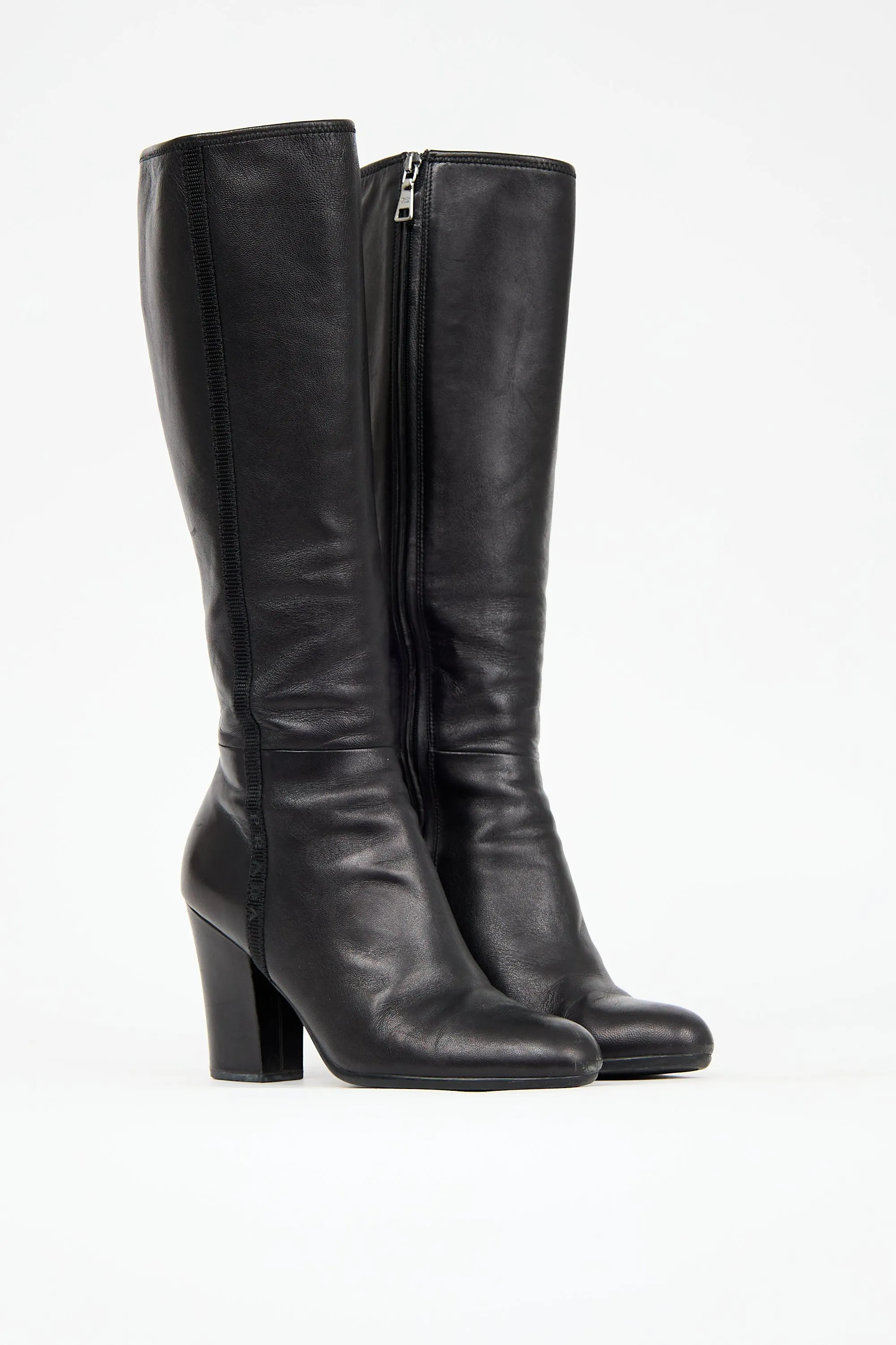 Black Leather Heeled Boot