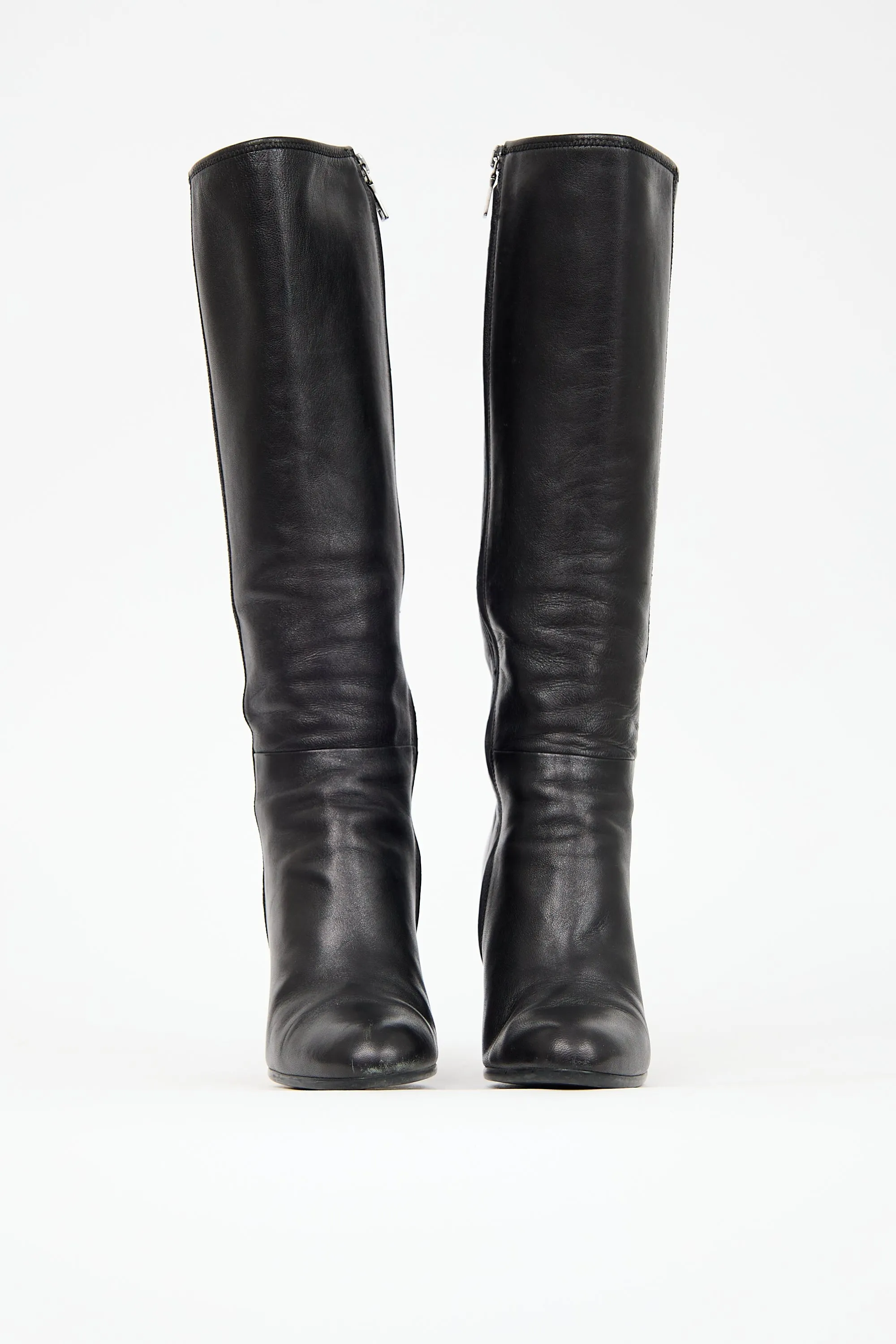 Black Leather Heeled Boot