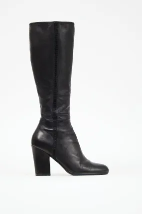 Black Leather Heeled Boot