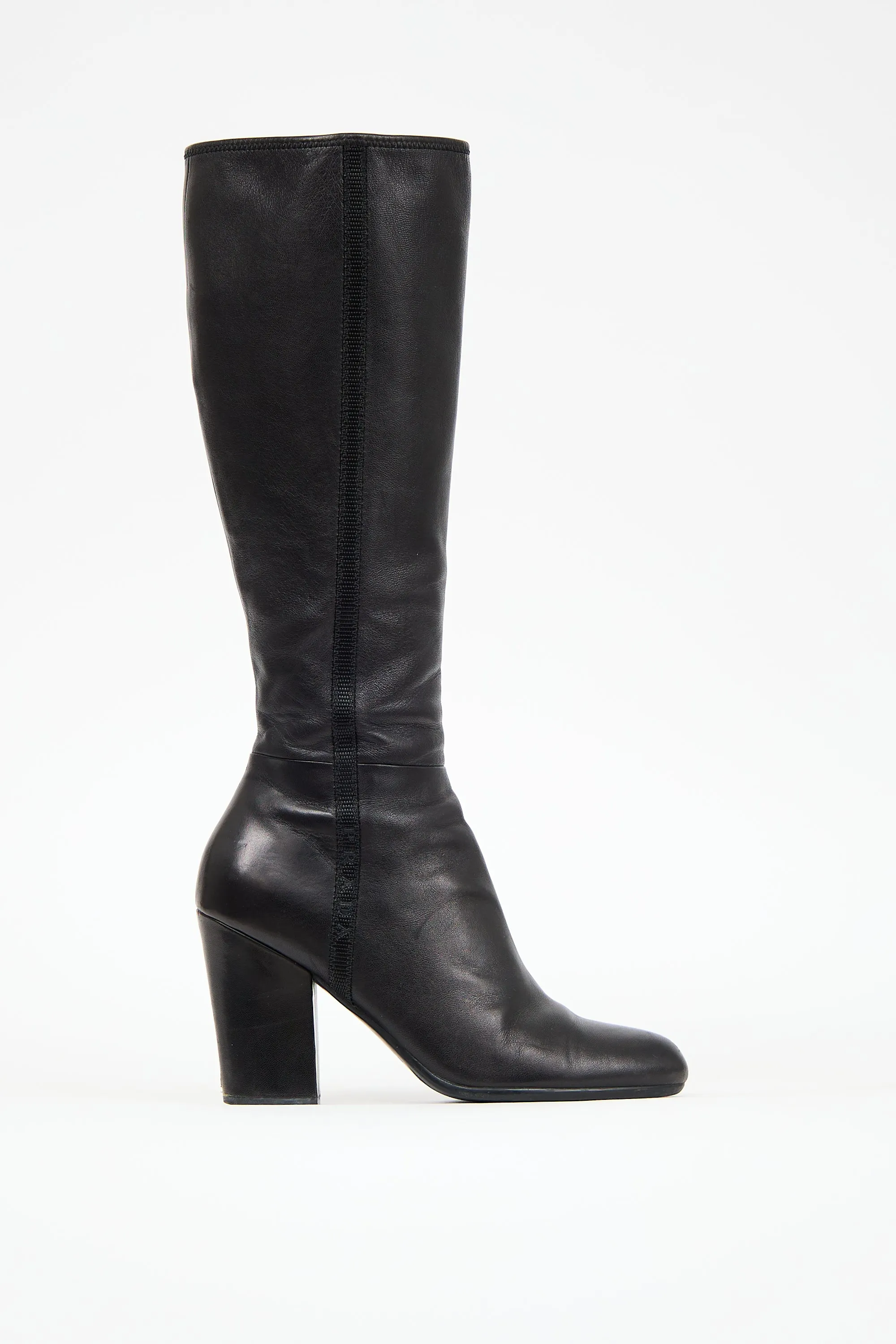 Black Leather Heeled Boot