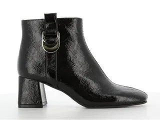 Black Patent Heeled Ankle Boots