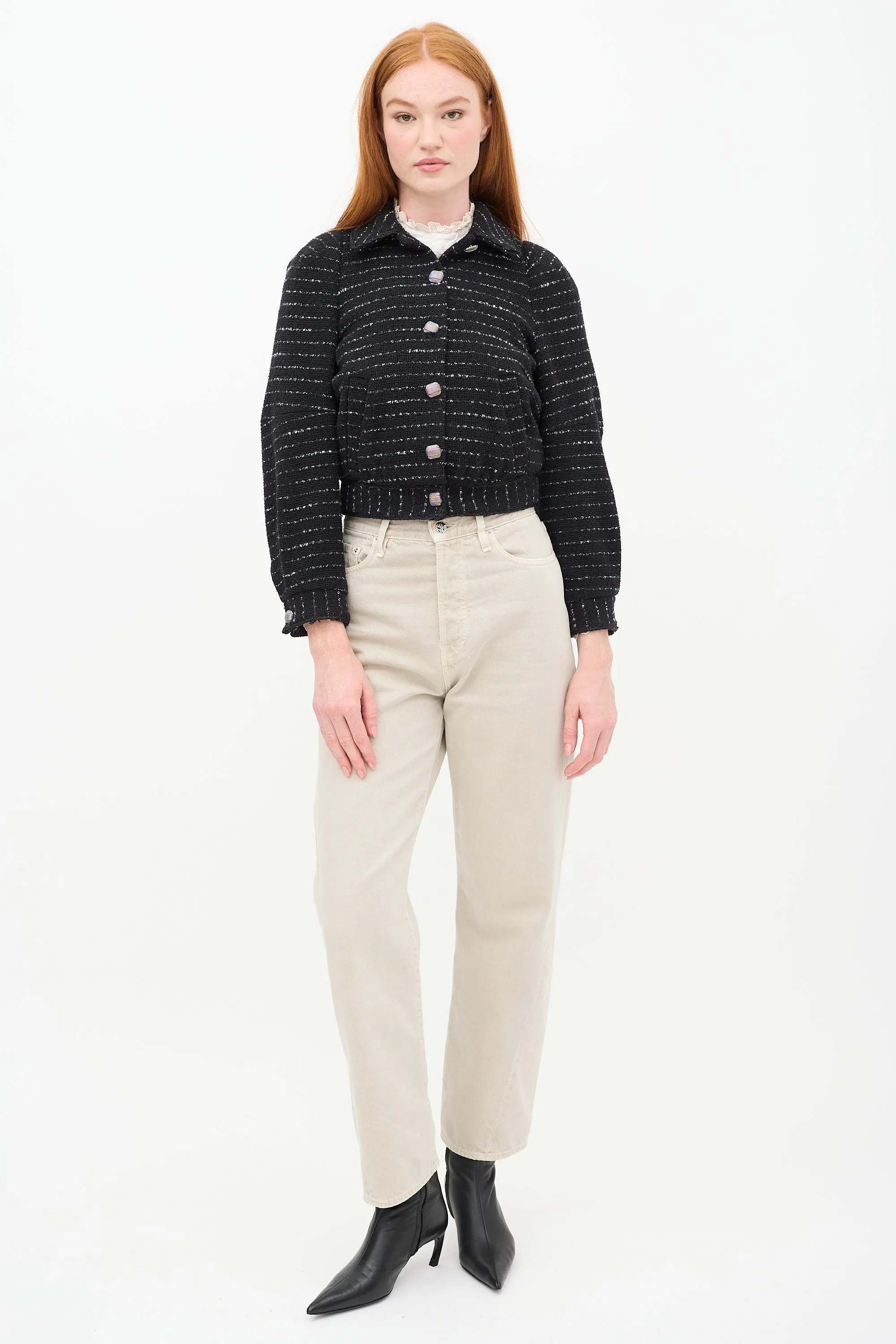 Black Tweed Collared Jacket