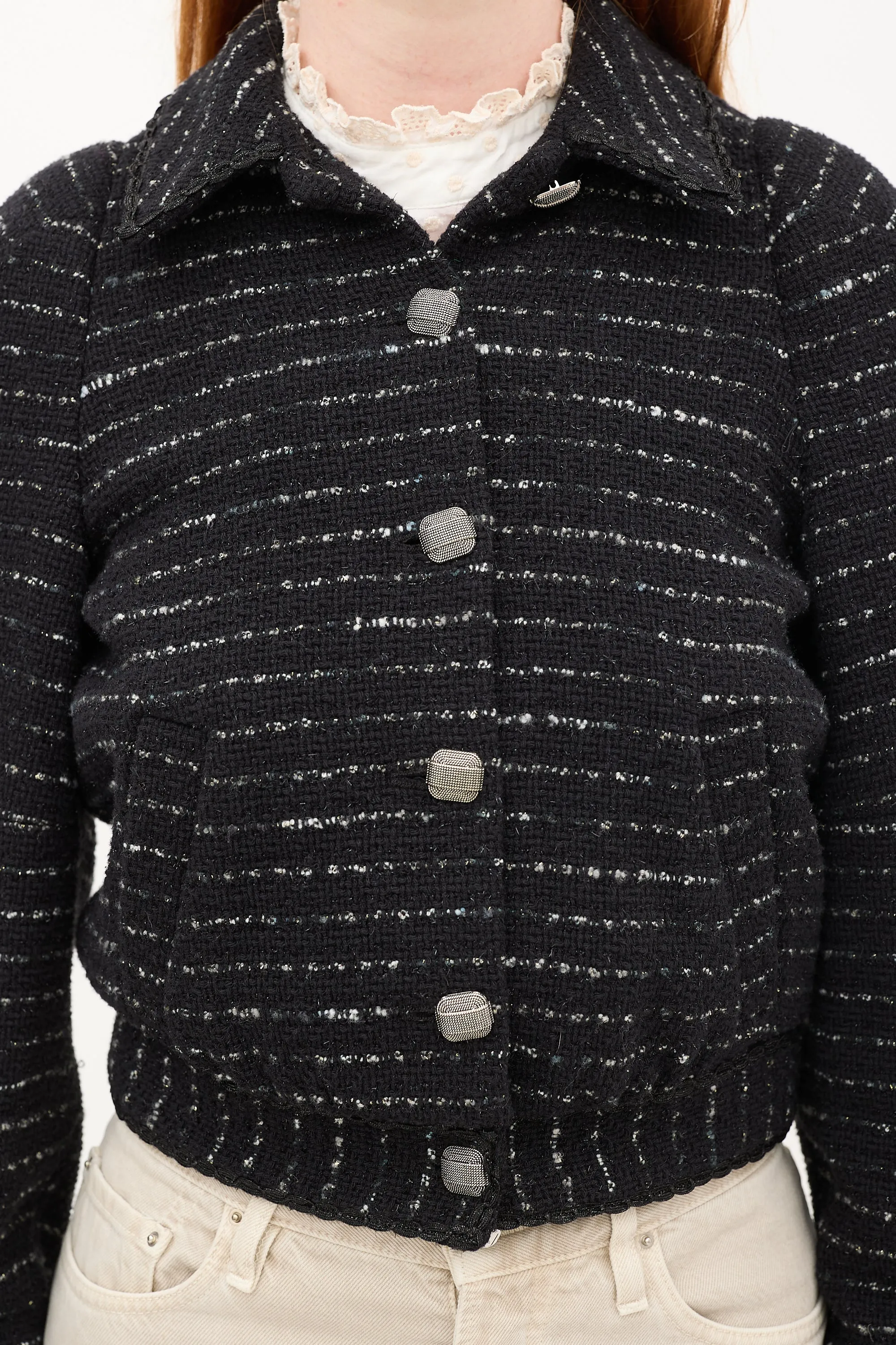 Black Tweed Collared Jacket