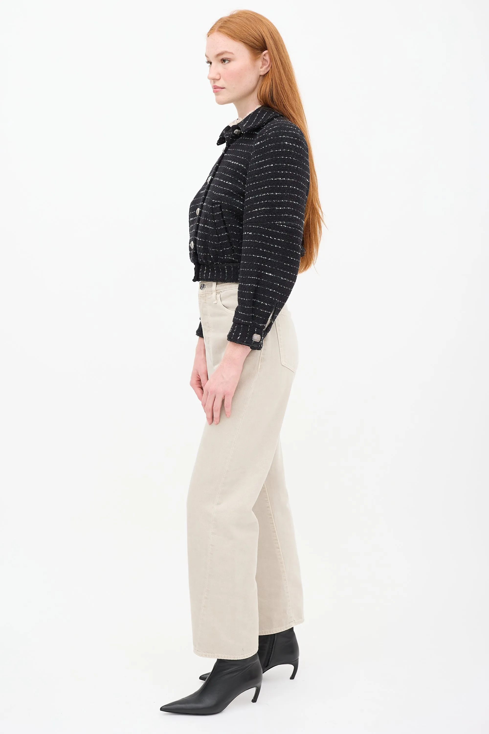 Black Tweed Collared Jacket