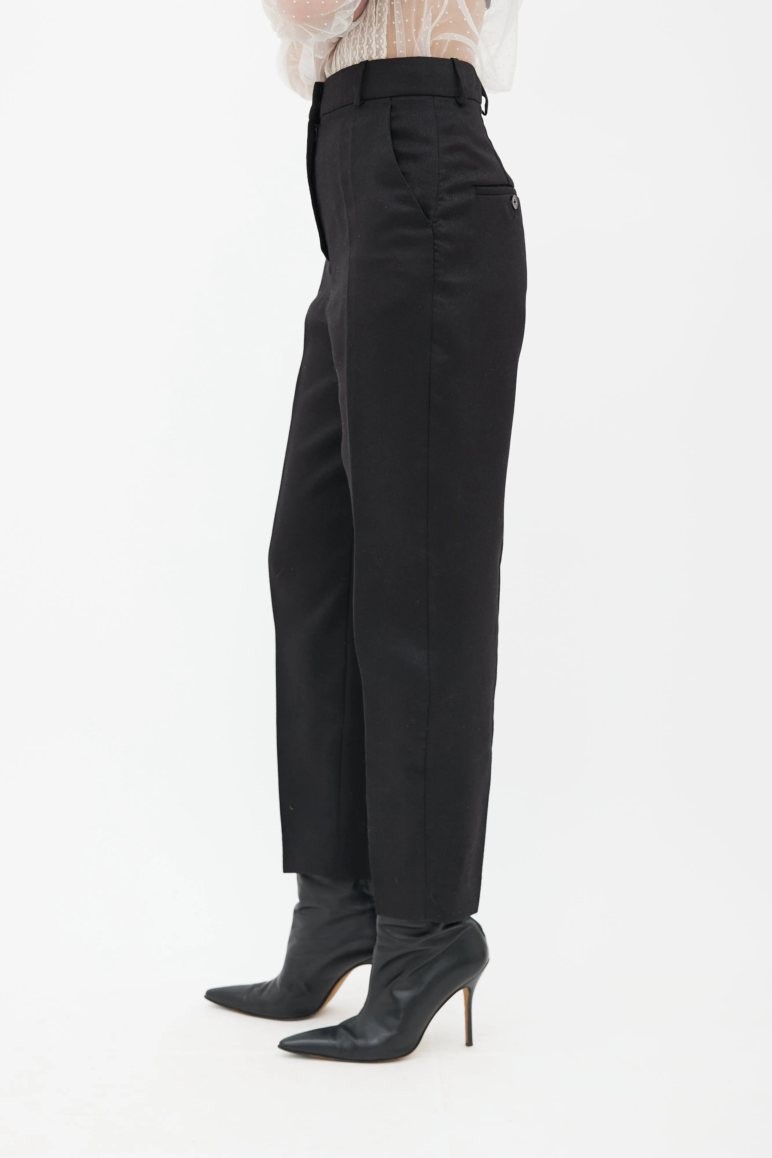 Black Wool Tapered Trouser