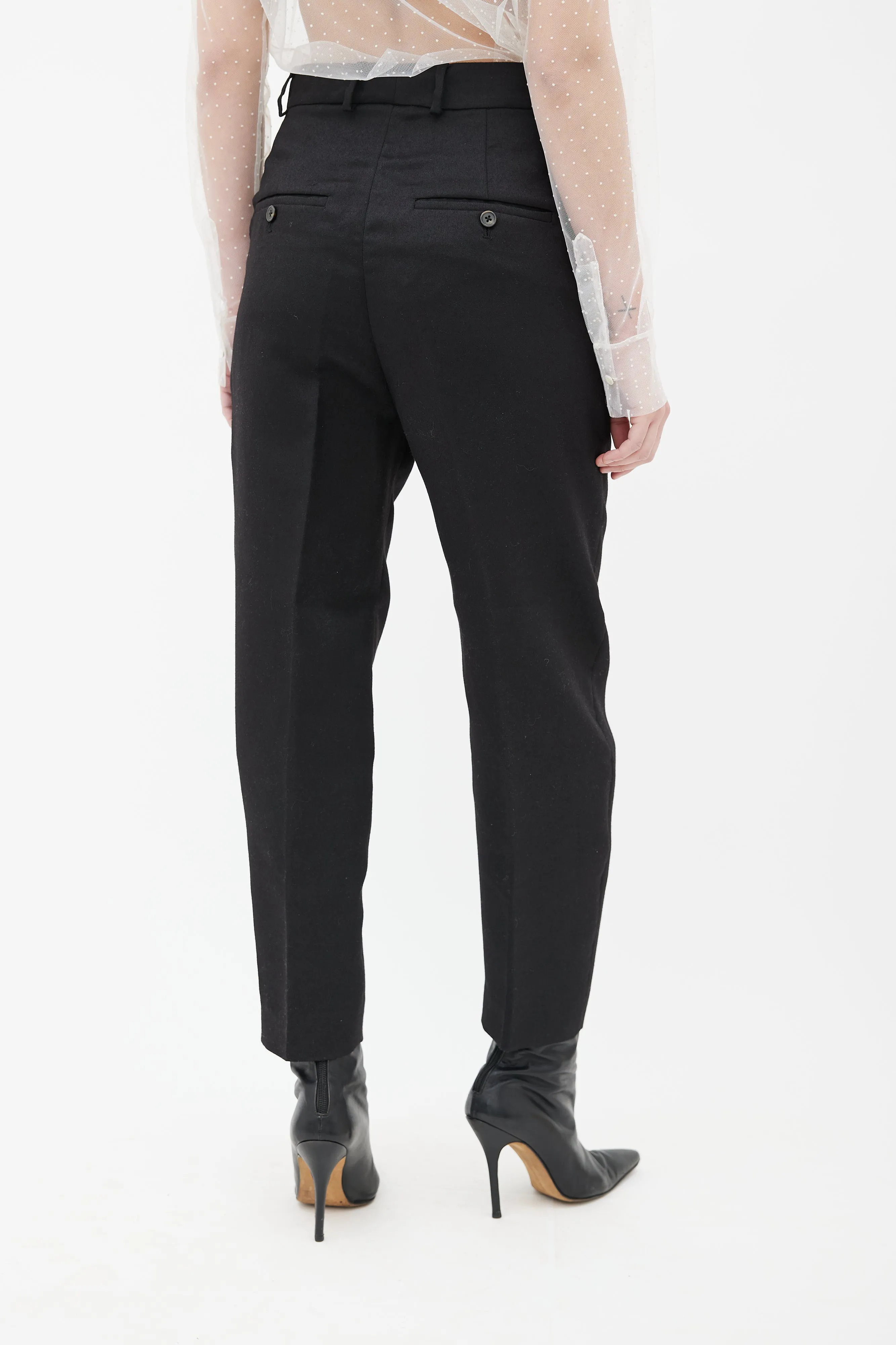Black Wool Tapered Trouser
