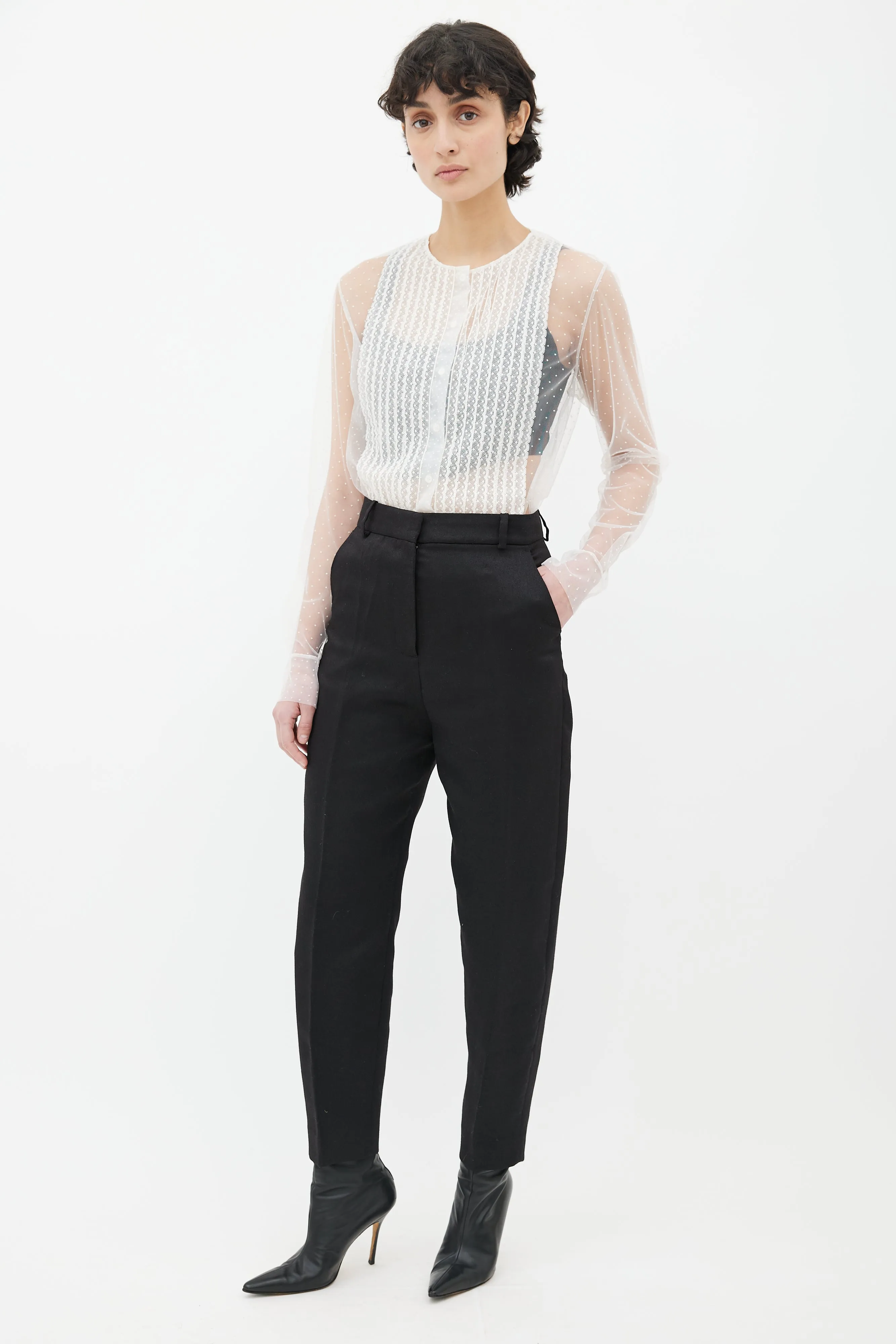 Black Wool Tapered Trouser