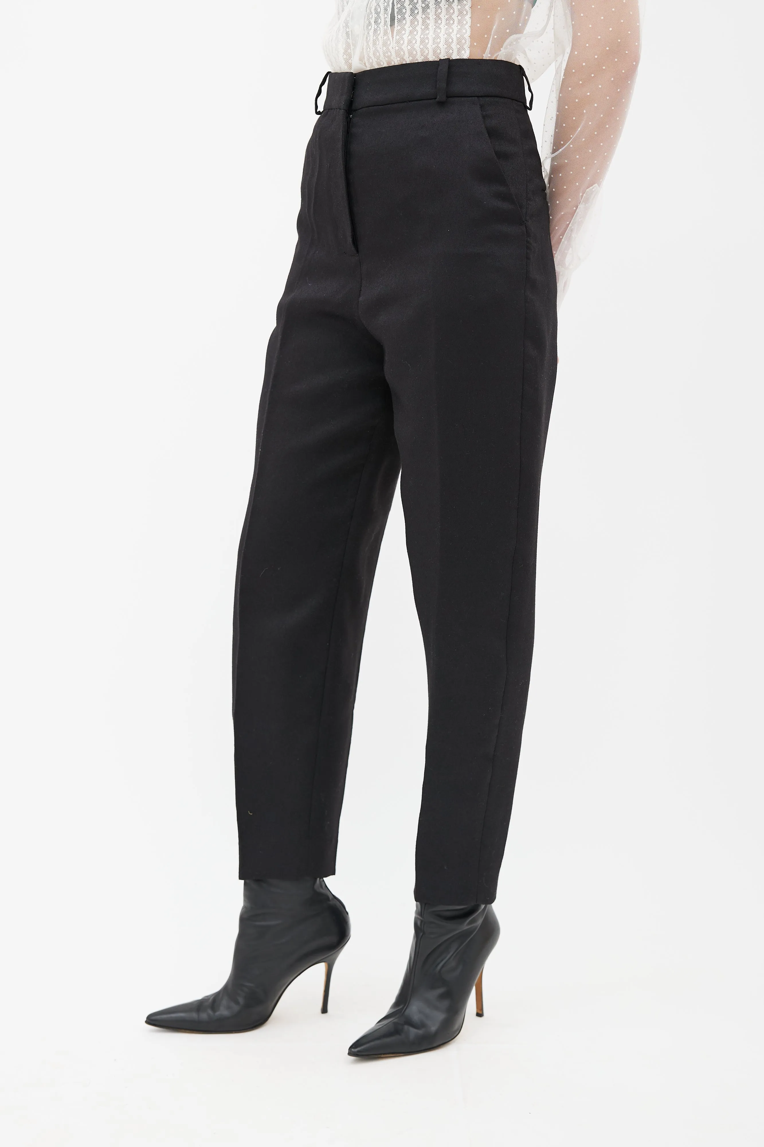 Black Wool Tapered Trouser