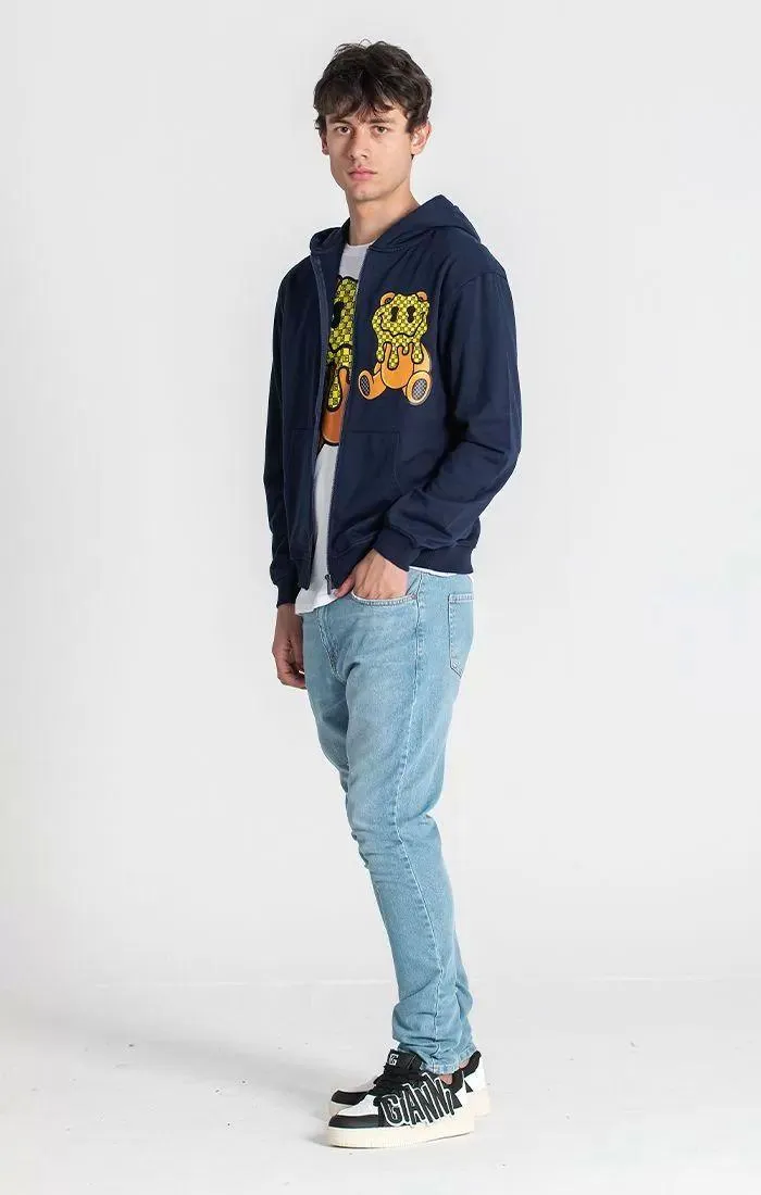 Blue Melting Bear Hoodie Jacket