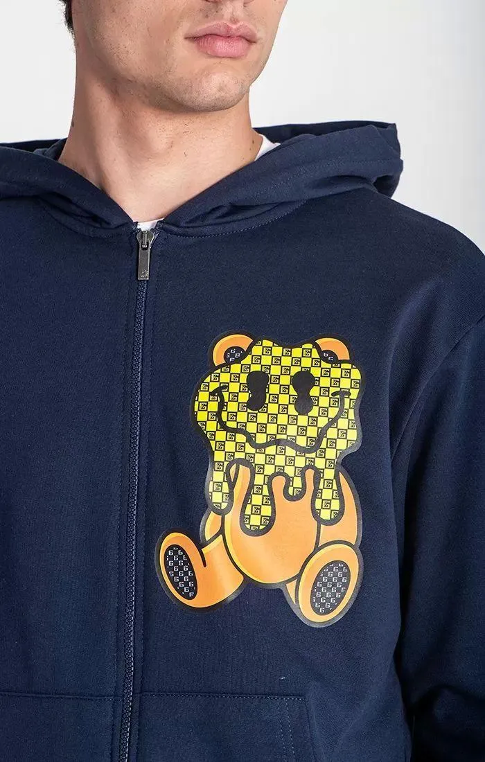 Blue Melting Bear Hoodie Jacket