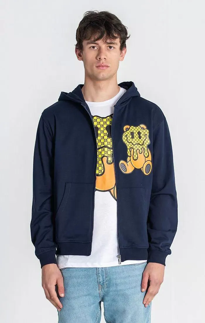 Blue Melting Bear Hoodie Jacket