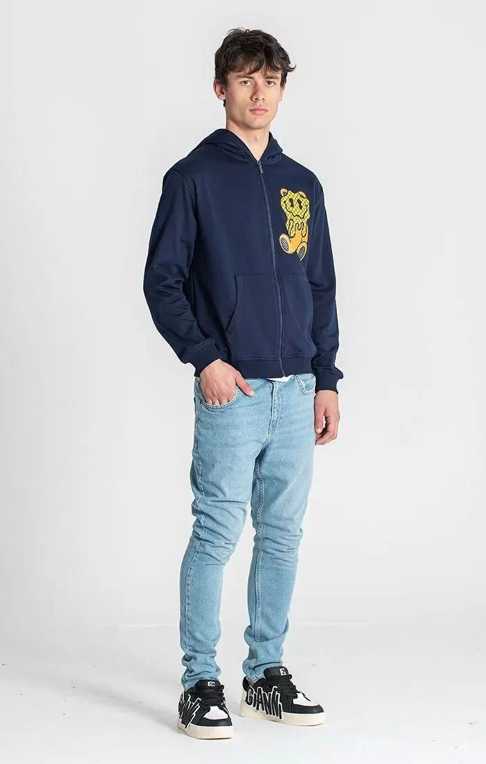 Blue Melting Bear Hoodie Jacket
