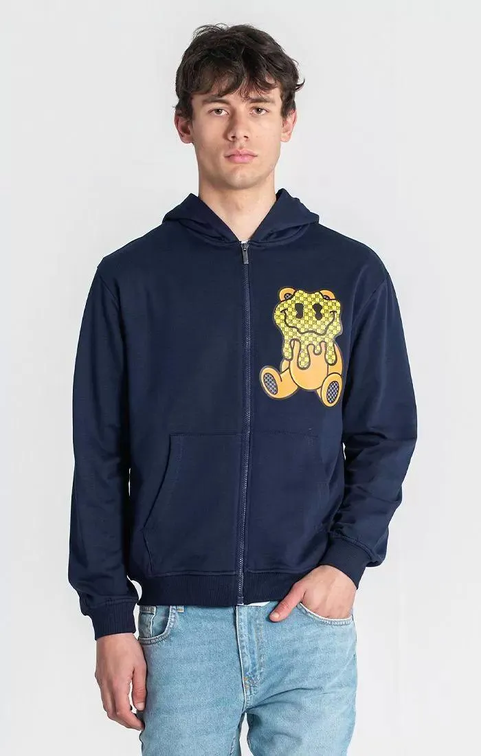 Blue Melting Bear Hoodie Jacket