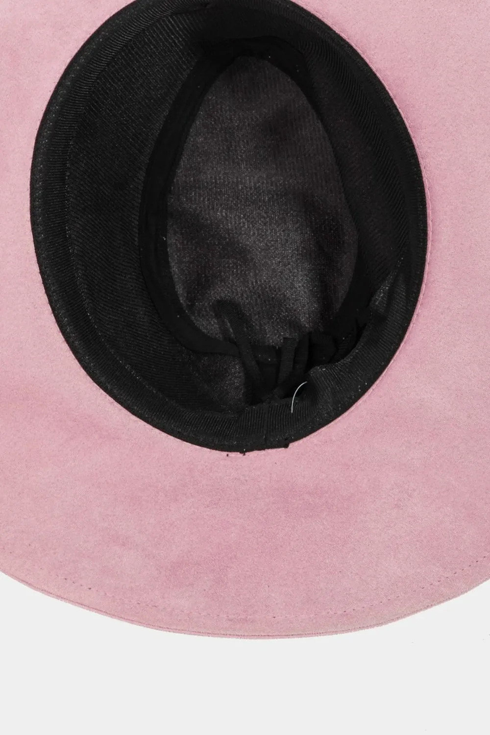 Braided Faux Suede Wide-Brim Hat
