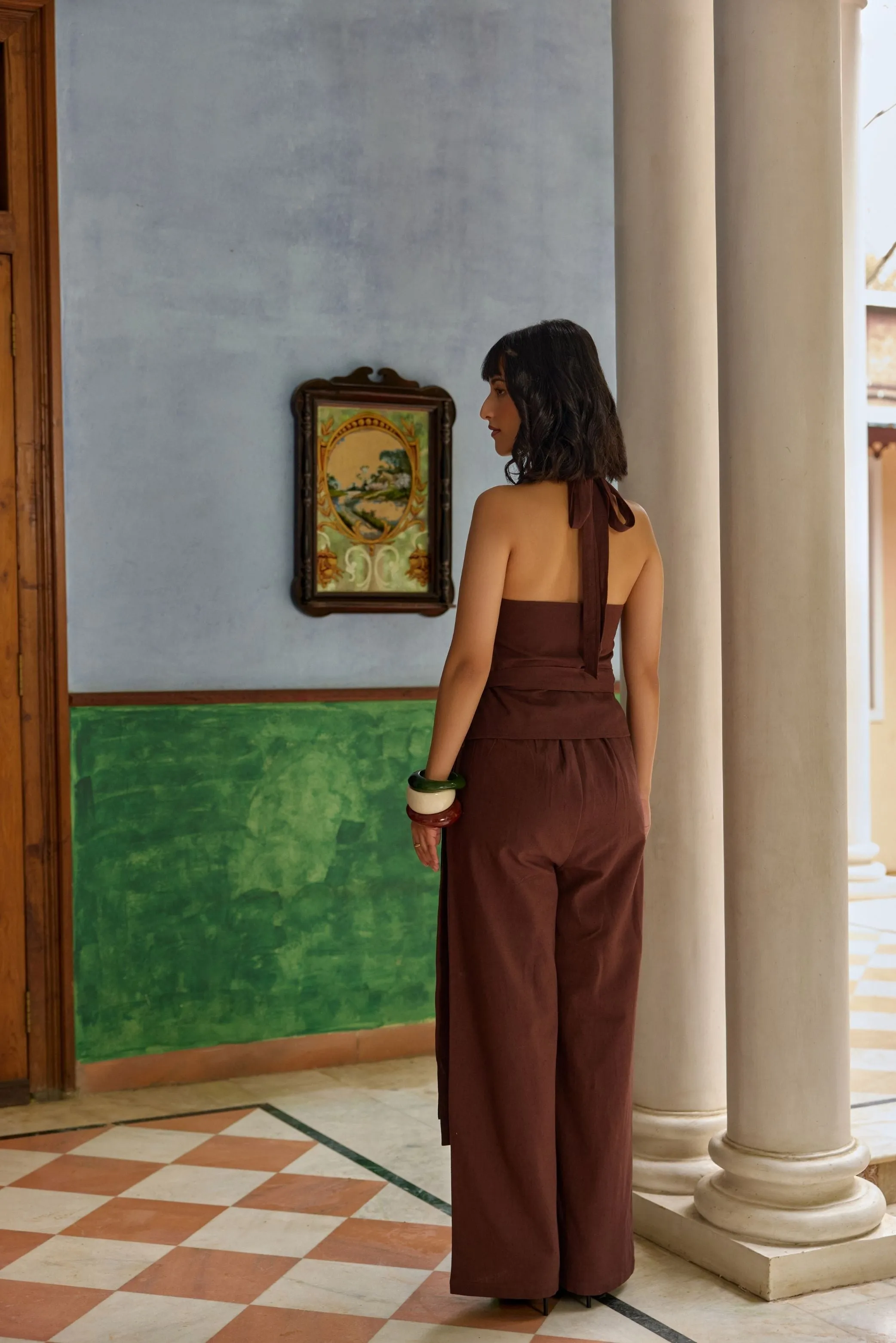 Brown Pleated Pants