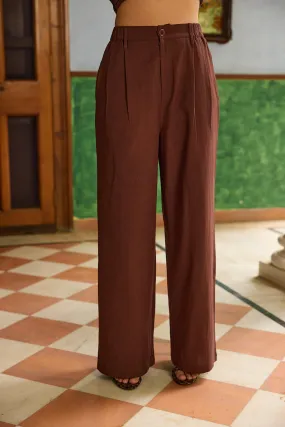 Brown Pleated Pants