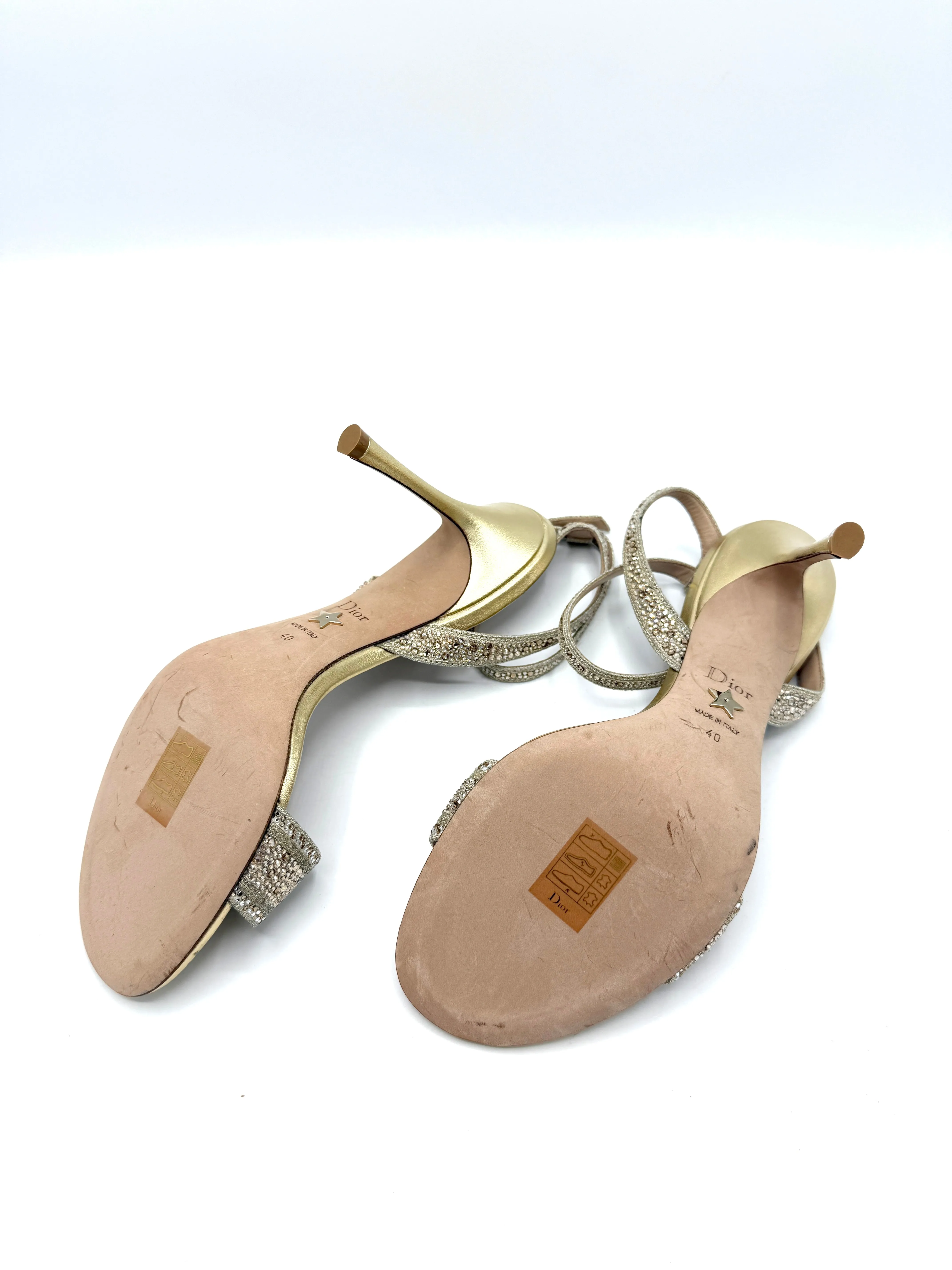 Christian  Gold Embroidered Heeled DWay Sandals