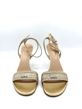 Christian  Gold Embroidered Heeled DWay Sandals