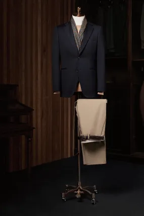 Classic Navy Blazer & Beige Trousers