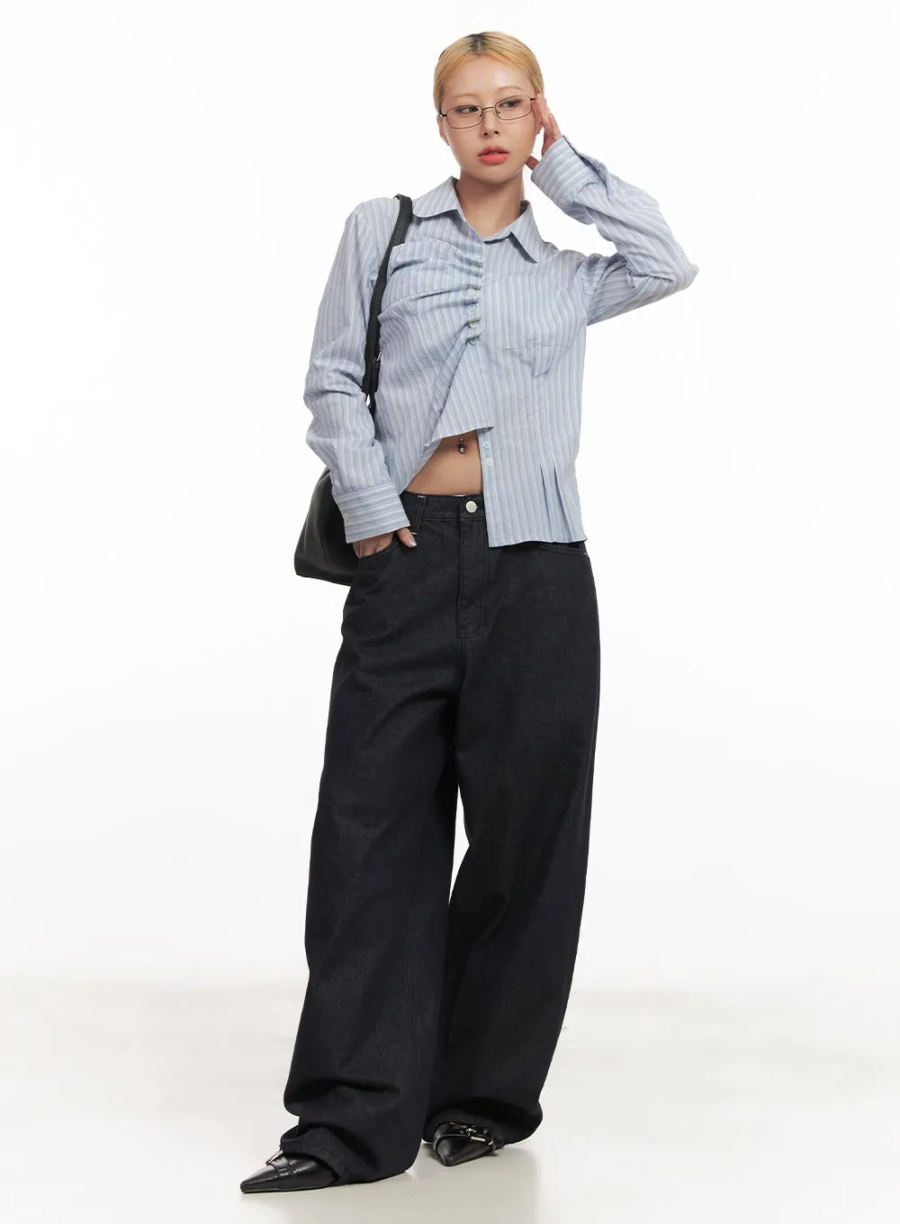 Classic Striped Pintuck Collared Shirt CM505