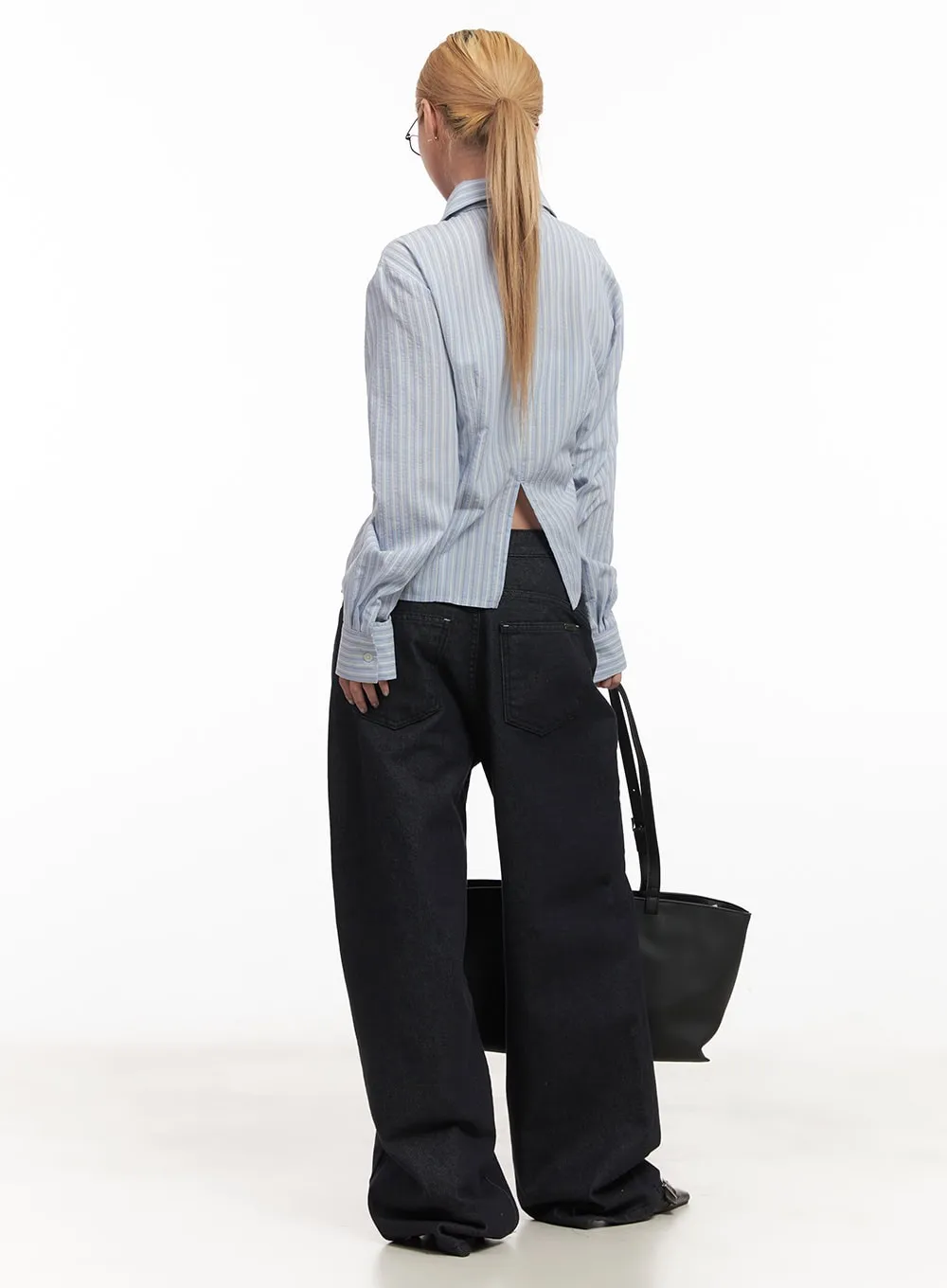 Classic Striped Pintuck Collared Shirt CM505