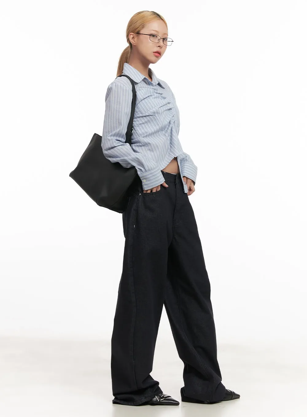 Classic Striped Pintuck Collared Shirt CM505