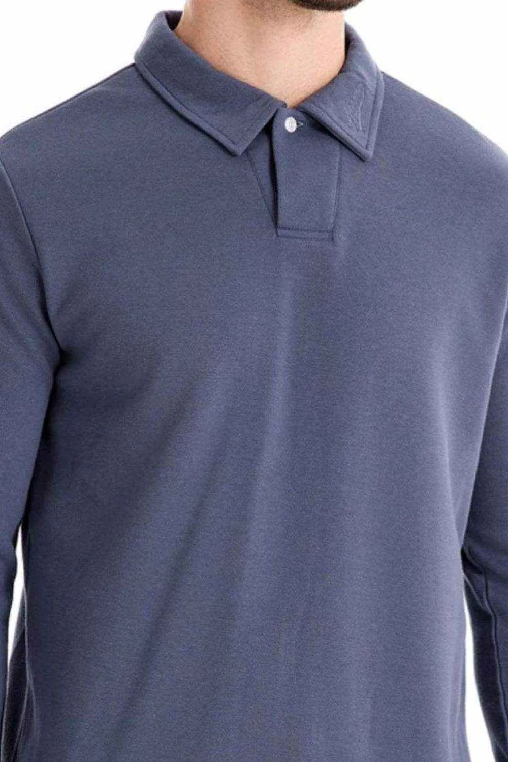 Collared Neck Long Sleeve Polo
