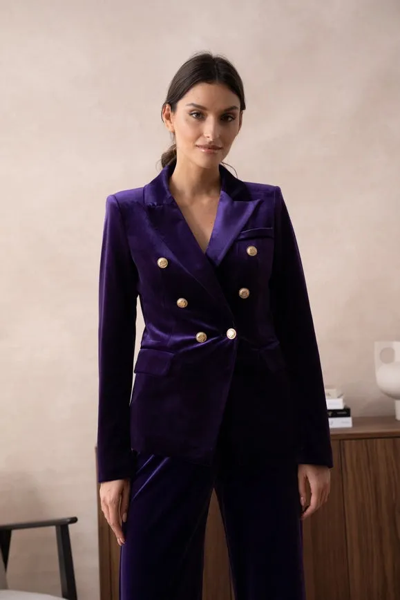 Fitted Velvet Jacket Bottle Purple