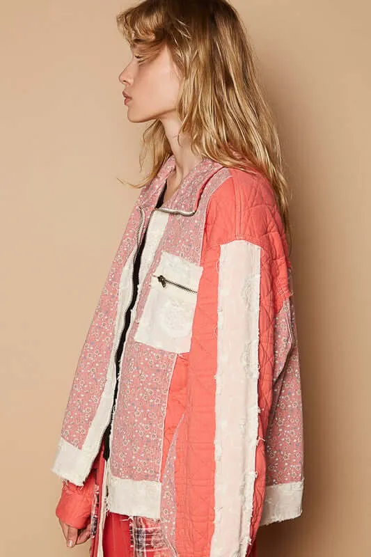 Floral Patchwork Zip Up Jacket
