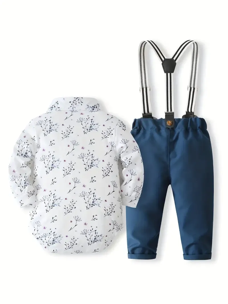 Floral Shirt, Suspender Trouser, Bow Tie Set