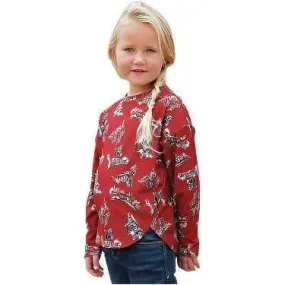 Girl's Cruel Denim Cowboy Print Knit Blouse CTK8001001