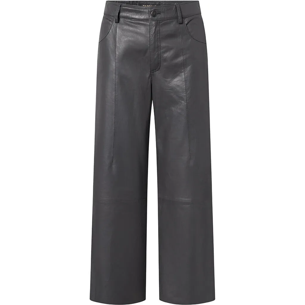 HW regular fitting Boa leather pants / 51142 - Antracit