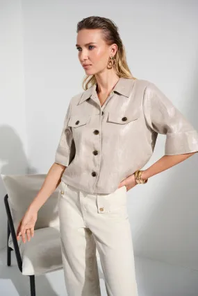 Joseph Ribkoff Foiled Boxy Jacket  252921  Champagne