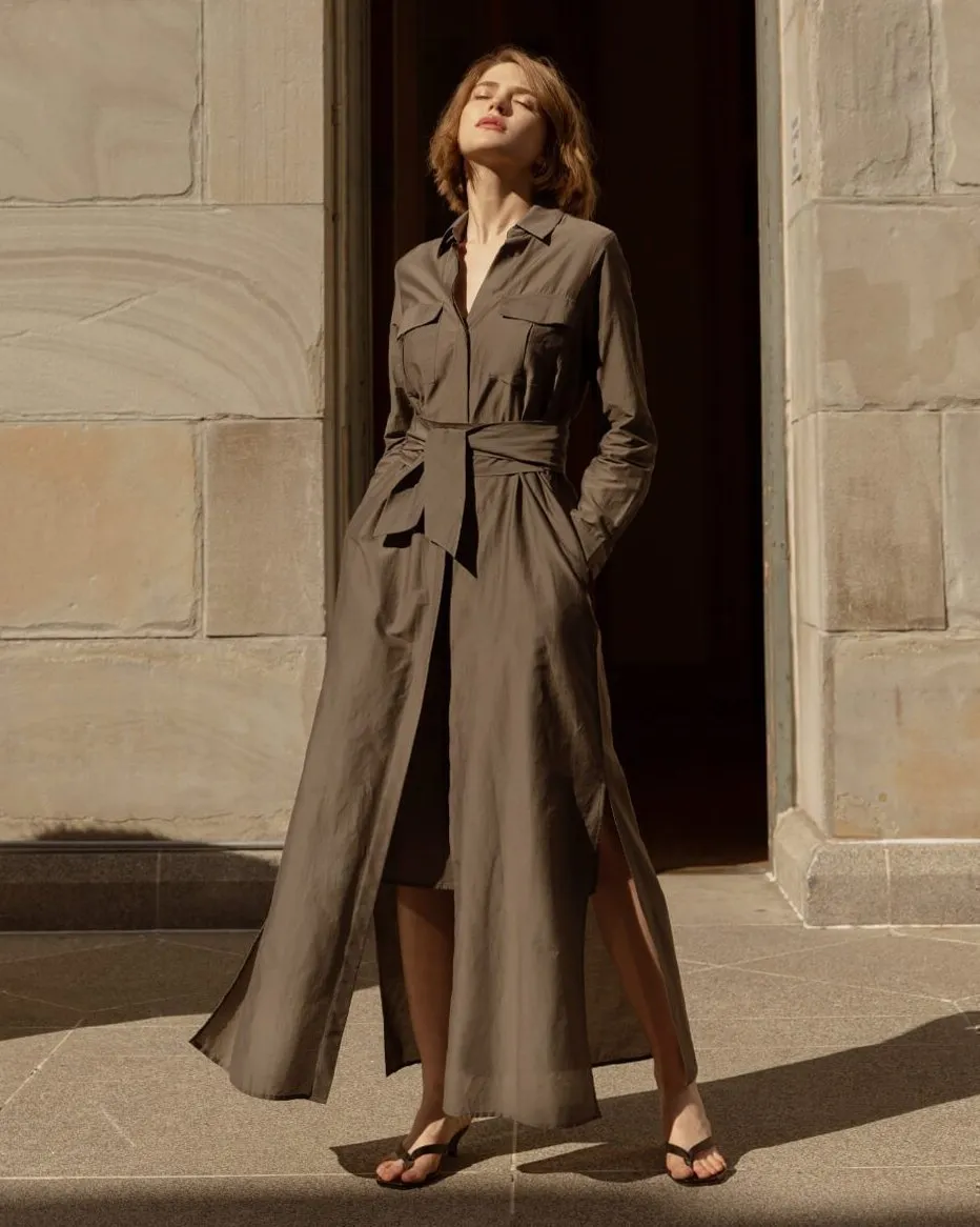 Margeaux Cotton Silk Shirt Dress