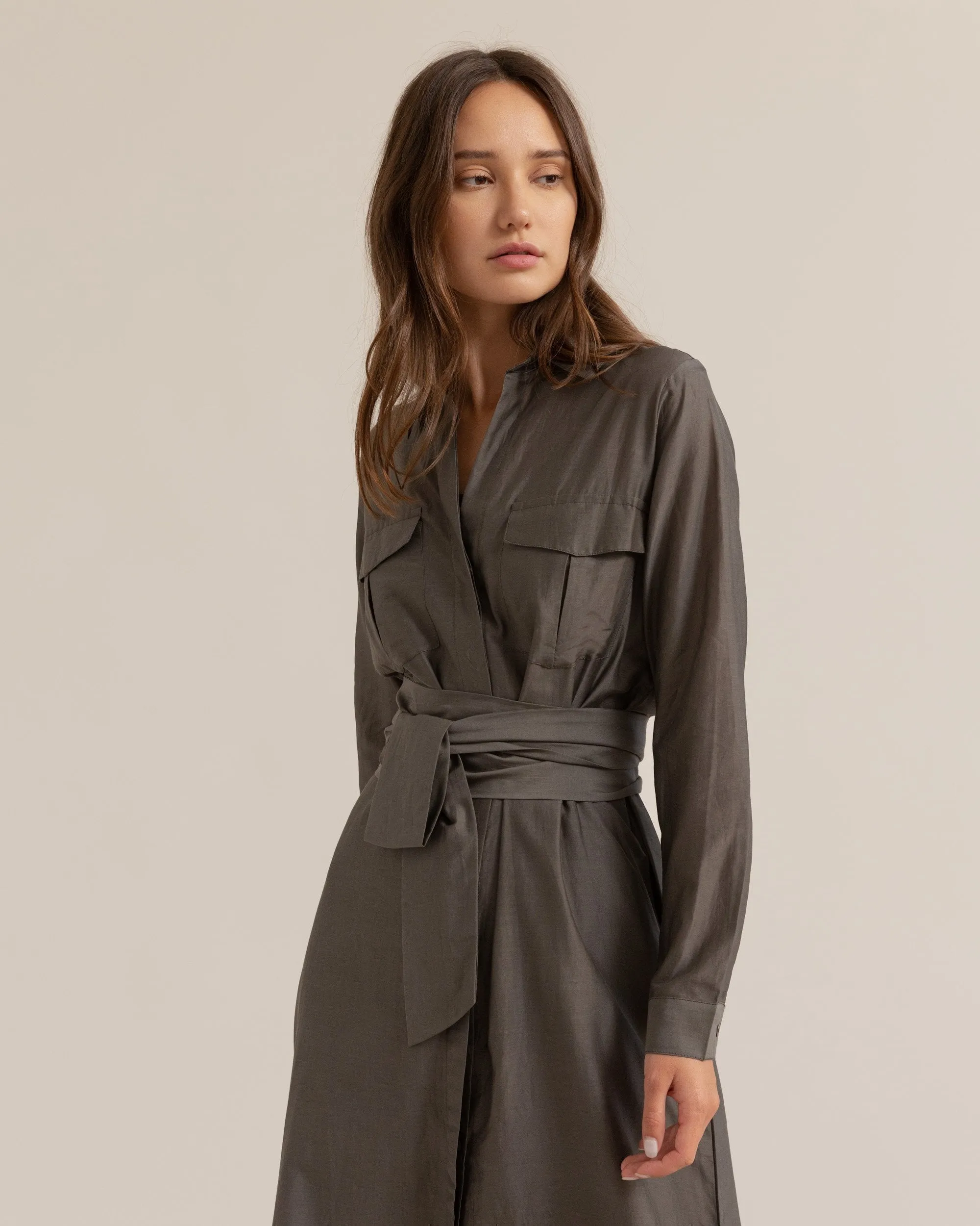 Margeaux Cotton Silk Shirt Dress