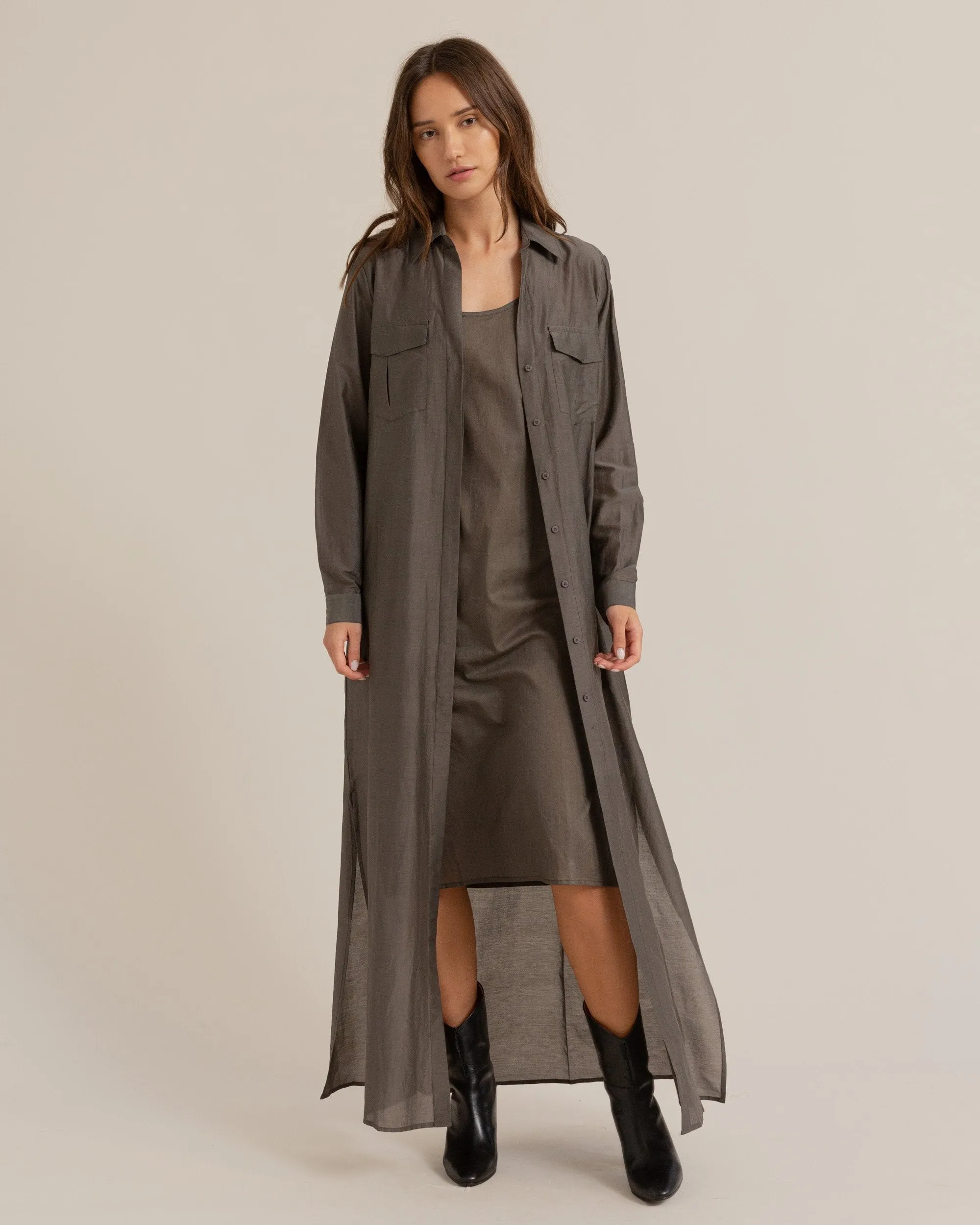 Margeaux Cotton Silk Shirt Dress