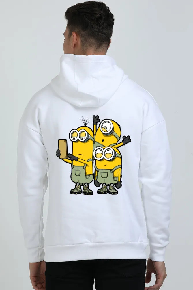 Minions taking a selfie on the back, Premium Hoodie with Streetwear Graphic Design - Exclusive by Belavere
