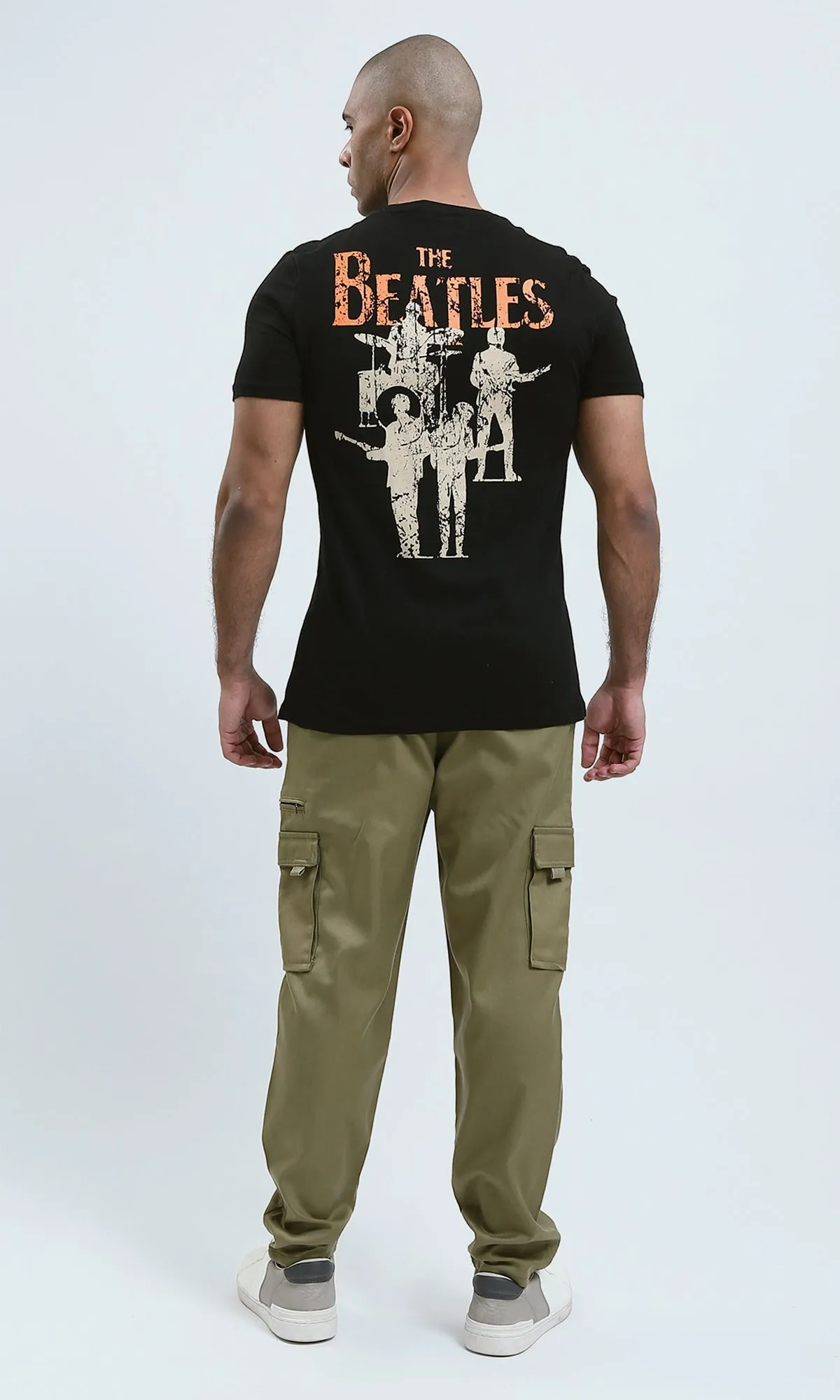 O182448 - Black Tee with Front & Back Print "The Beatles"