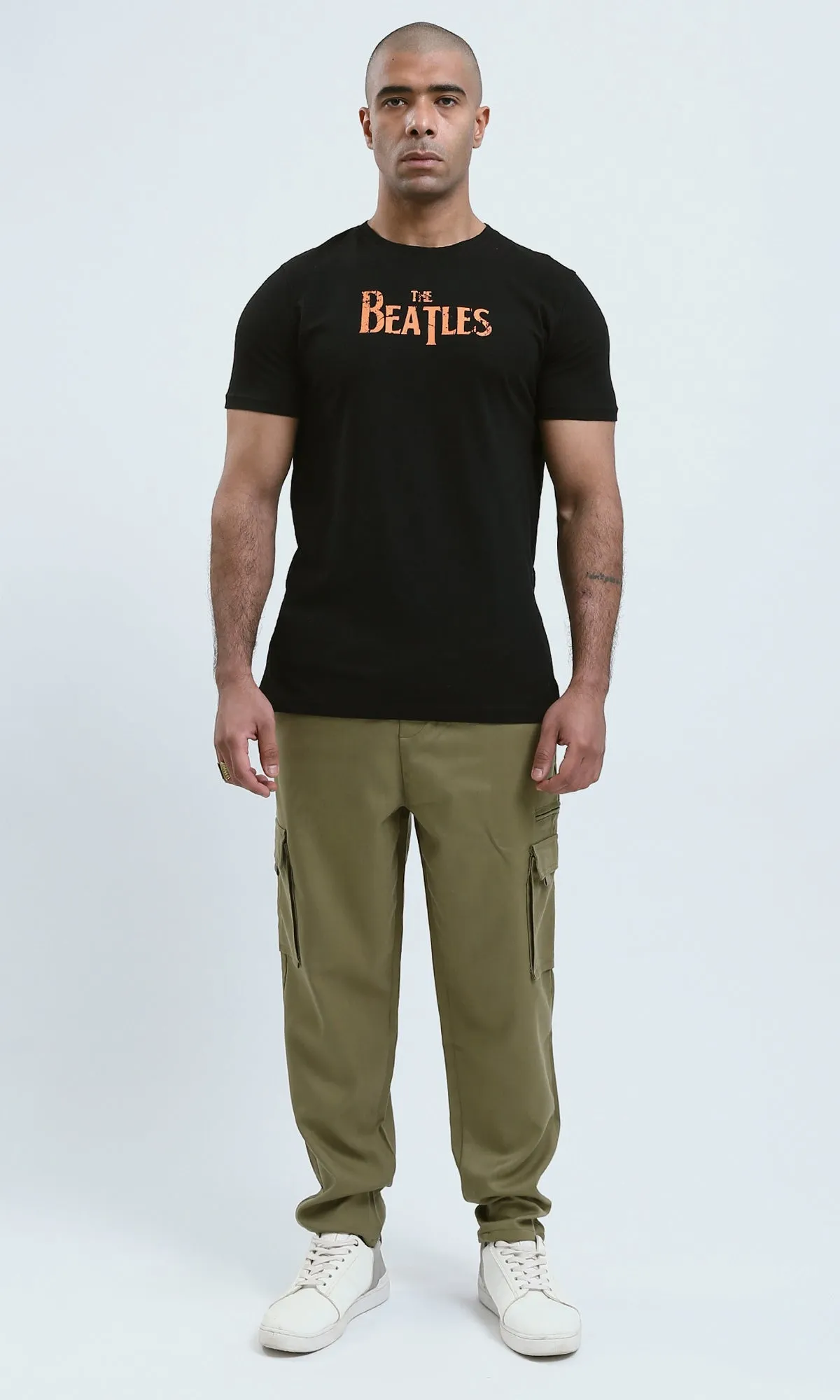 O182448 - Black Tee with Front & Back Print "The Beatles"