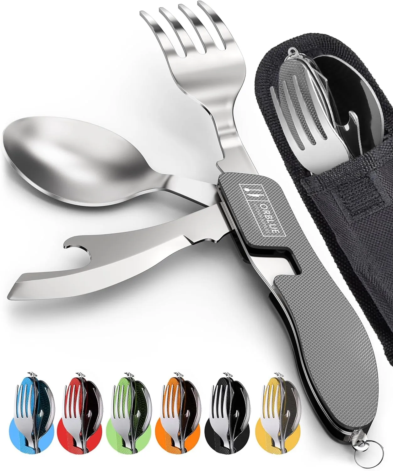 Orblue 4-in-1 Camping Utensils – Compact, Durable, Travel-Ready