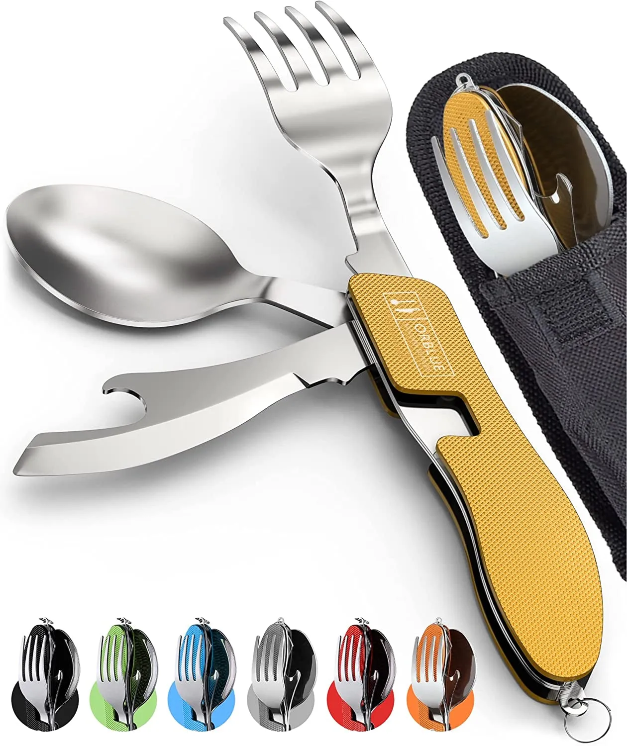 Orblue 4-in-1 Camping Utensils – Compact, Durable, Travel-Ready