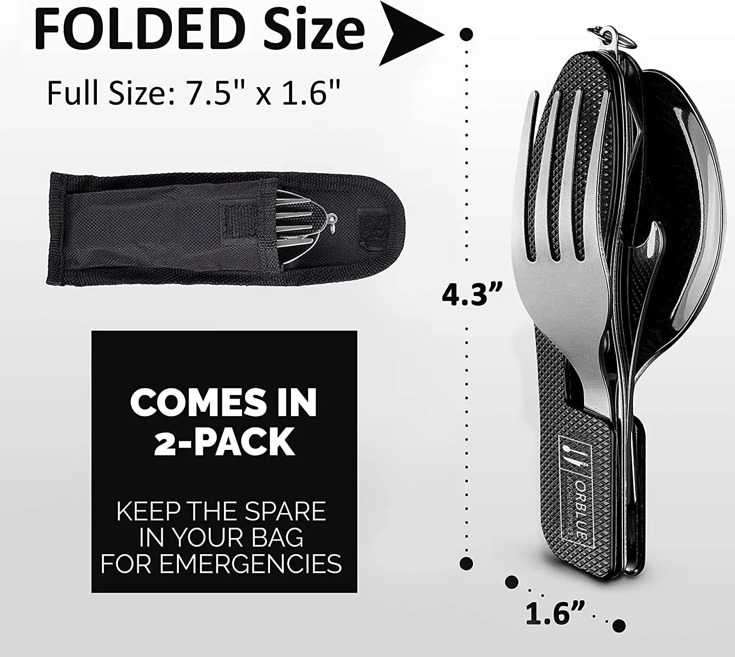 Orblue 4-in-1 Camping Utensils – Compact, Durable, Travel-Ready