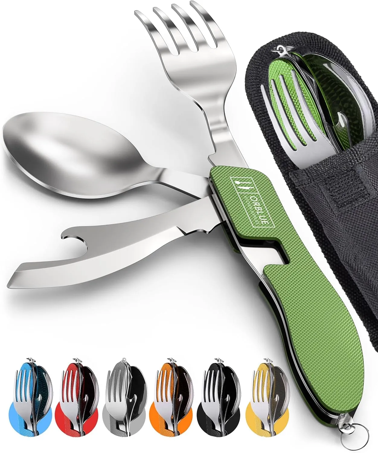 Orblue 4-in-1 Camping Utensils – Compact, Durable, Travel-Ready